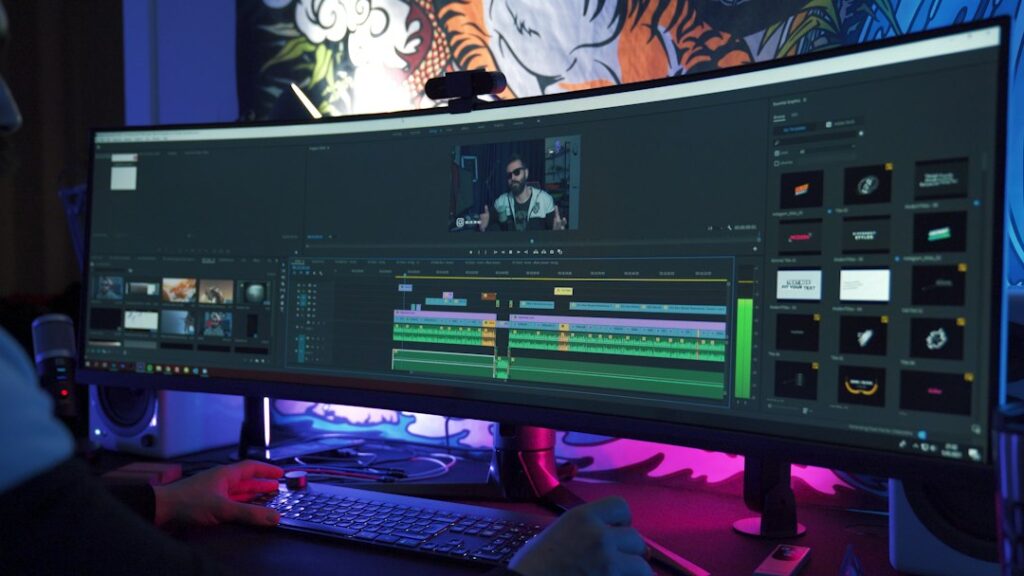 Illustrative video editing workspace; not a screenshot of VideoCreator