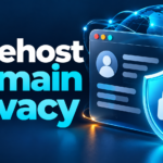 Bluehost Domain Privacy with contact profile, globe and privacy shield