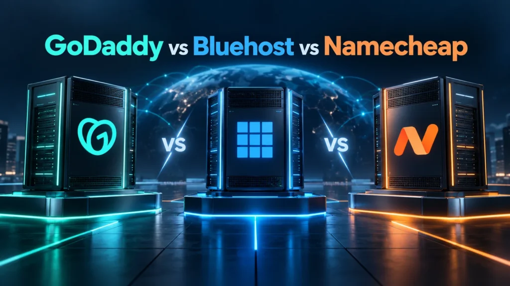GoDaddy vs Bluehost vs Namecheap