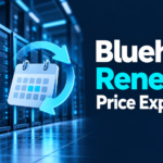 Bluehost renewal price explained, with server racks and billing calendar