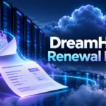 DreamHost Renewal Price illustration with hosting servers, renewal calendar and invoice