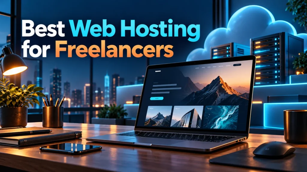 Best web hosting for freelancers with a portfolio laptop and cloud servers