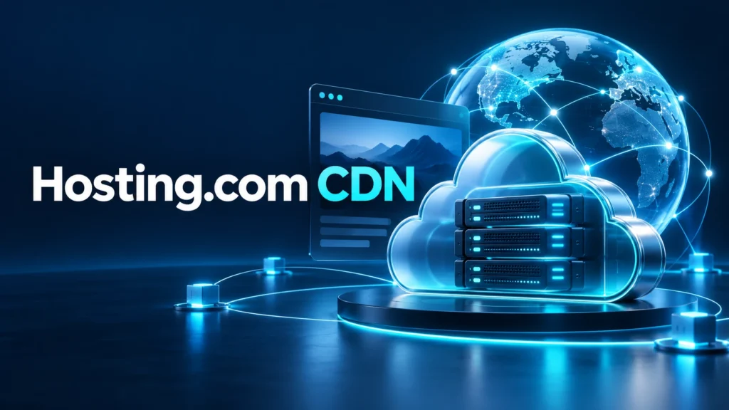 Hosting.com CDN guide with global content delivery network illustration