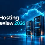 Web Hosting Hub Review 2026 with three server towers